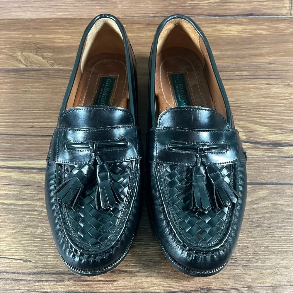 G.H. BASS Black Leather Tassel Loafers Dress Shoes Men’s Size 8.5 weejuns
